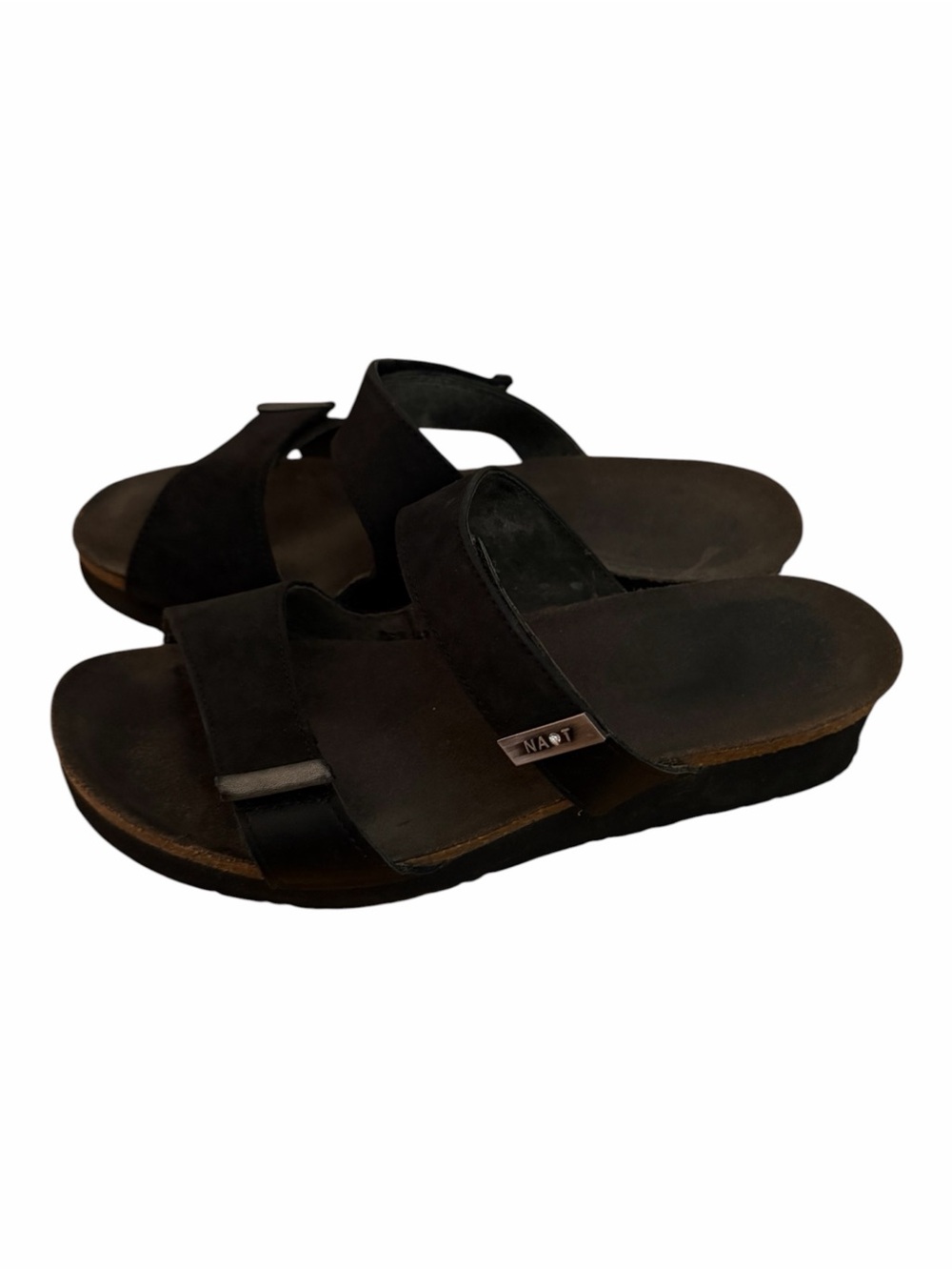 Naot Black Comfort Suede Double-Strap Slide Sandal